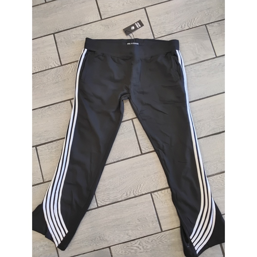Urban Beast Mens Stripe Long Pant Black Athletic Joggers UB3024 XL NWT